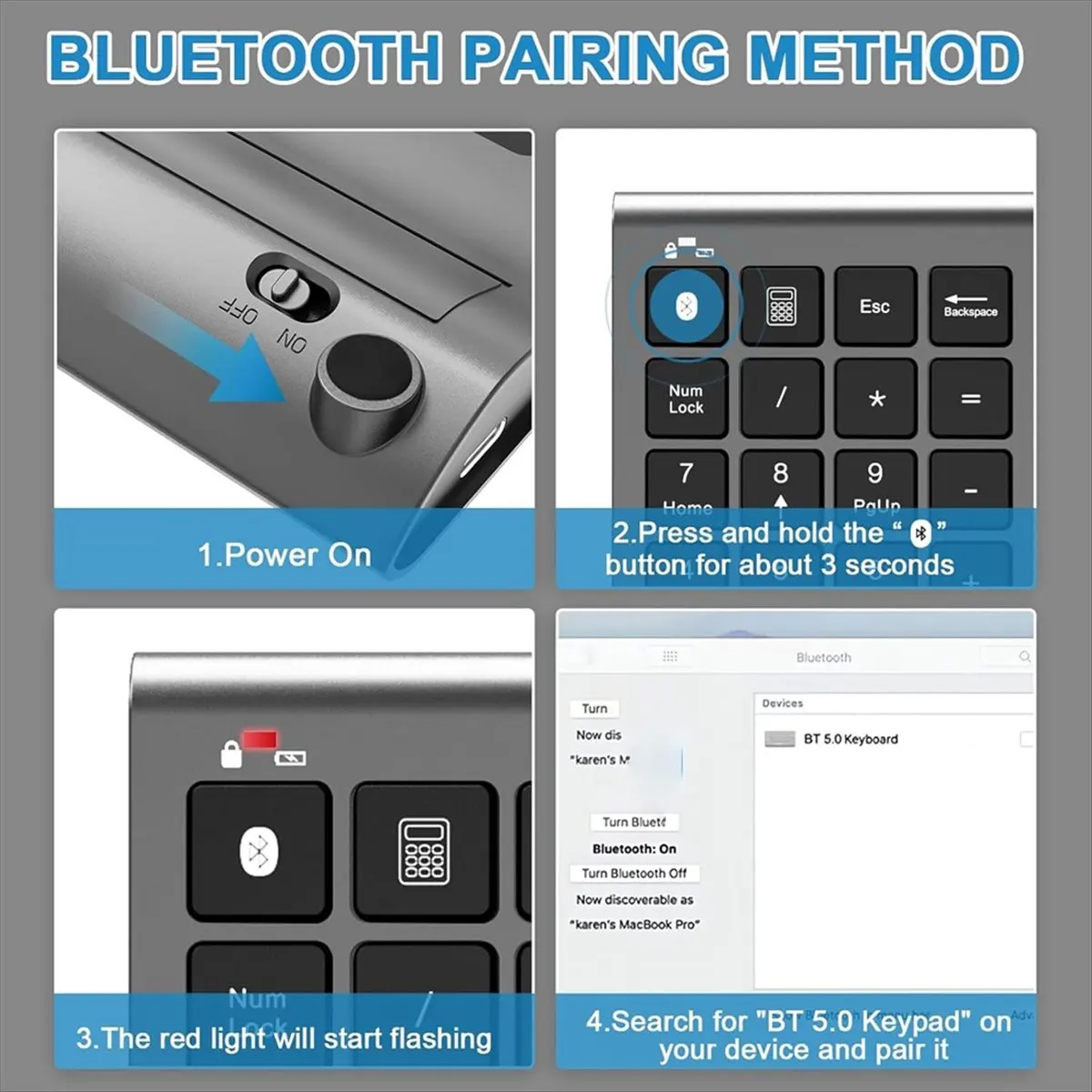 Фото Беспроводная и проводная USB-клавиатура-нумпад DT375 Mon.Bluetooth 2-в-1, перезаряжаемая, для ноутбуков и настольных ПК №1