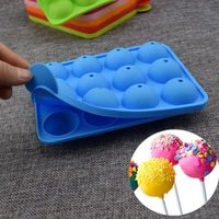silicone round lollipop mold 12 holes spherical chocolate moulds candy maker pop lollipop molds cake mould baking cake tools