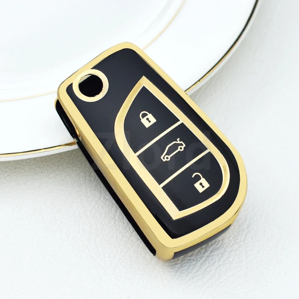3-кнопочный чехол для автомобильного ключа из ТПУ набор защитных брелок Toyota Aygo Yaris