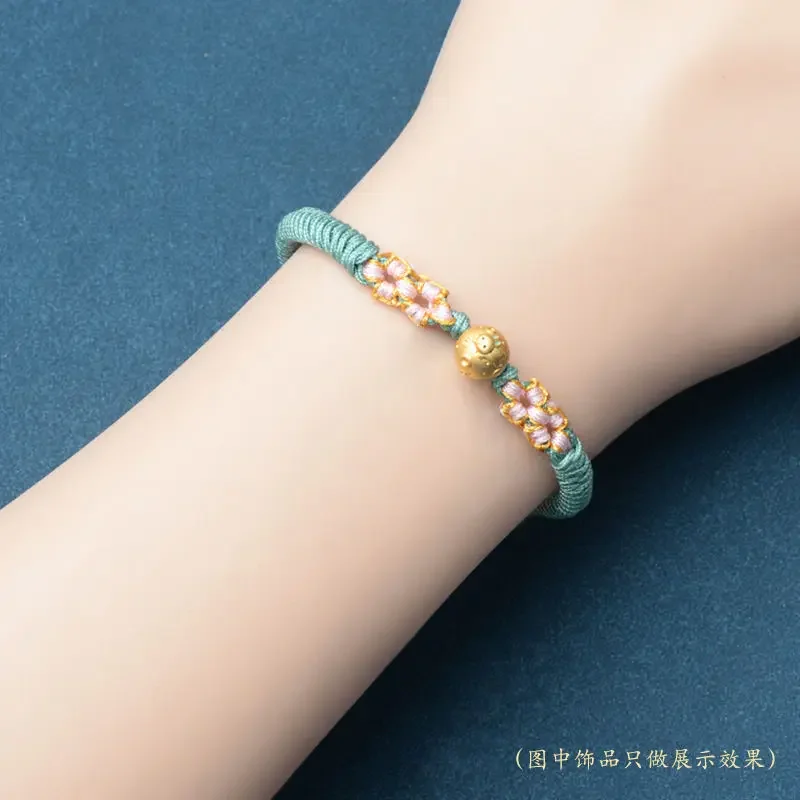 Оригинальный Плетеный вручную персиковый Цветущий узел полуготовый браслет