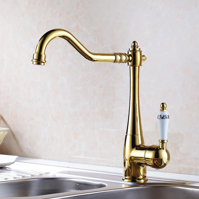 

Sink Faucet Swivel Spout Single Lever Ceramic Handle Chrome Brass Deck Bathroom Basin Faucet Mixer Water Taps Kitchen Faucets