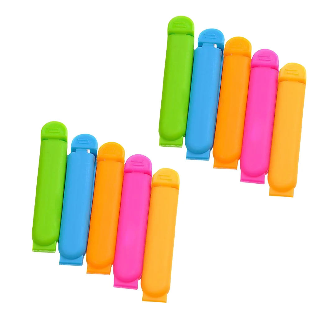 

10pcs Sealing Clip Plastic Food Bag Sealing Clamp Portable Kitchen Snack Sealer Food Bag Sealing Clamp Plastic ,Color Random