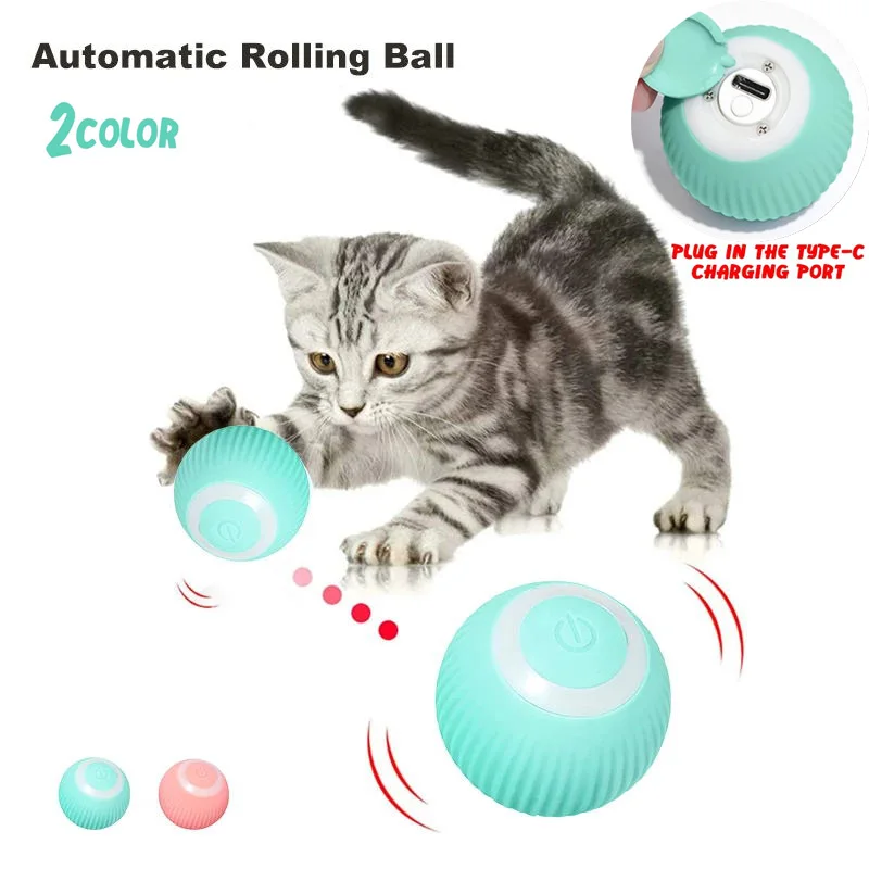 

Smart Cat Toys Rolling Ball Automatic Electric Cat Toys Interactive for Cats Training Self-moving Kitten Toys for Indoor Playing