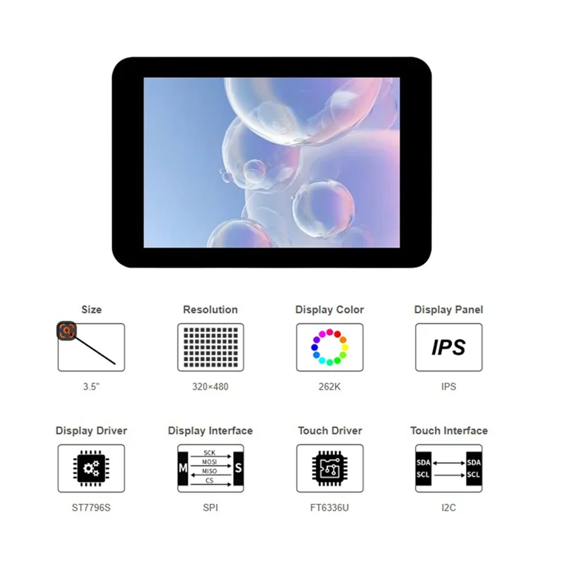 Фото Превосходный ESP32 3,5-дюймовый емкостный сенсорный ЖК-дисплей ST7796 подходит для Arduino/Rasburbal Pi/PICO №2