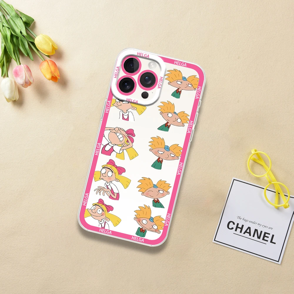 H-Hey Arnold Cartoon Phone Case for iPhone 12 11 13 14 15 16 Max Pro Plus Transparent Cover