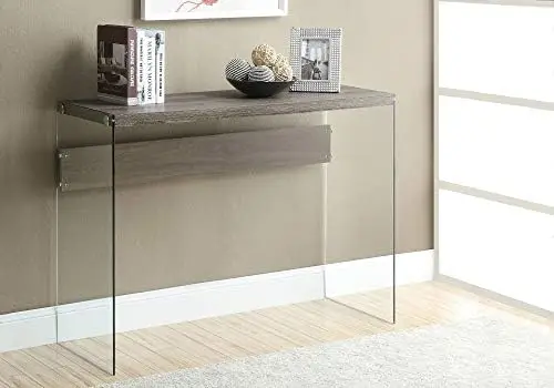 

Console Sofa Table, Tempered Glass, Dark Taupe, 44"L