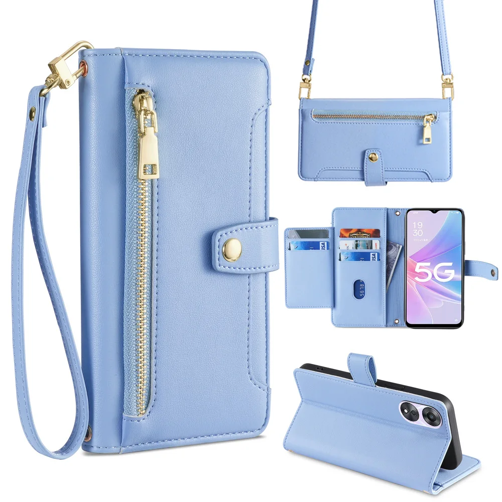Роскошный кошелек на молнии для OnePlus Nord N200 N100 N30 N20 N10 с ремешком через плечо