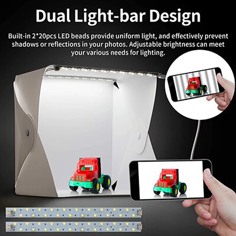 

Folding Lightbox 20cm Portable Photography LED Photo Studio Tent LED Softbox Background Kit USB Mini Light Box For DSLR Camera