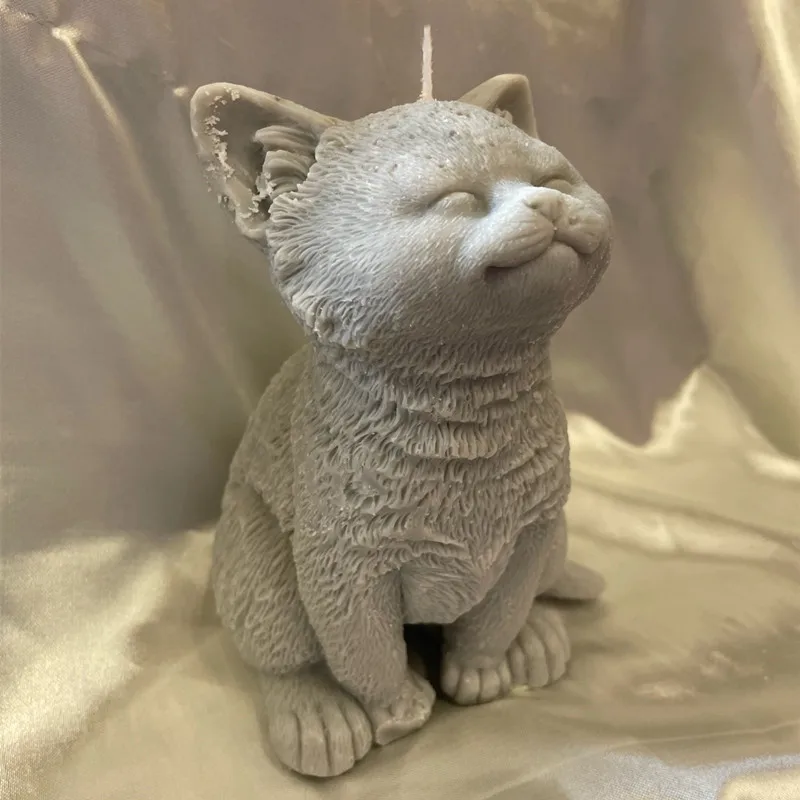 

B0065 Large Cat Silicone Candle Mold Dropping Plaster Soy Wax Secented Candle Silicone Mold