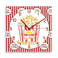 popcorn design wall clock for home theater modern design movie room decor wall watch minimalistic film artwork clock foodie gift
