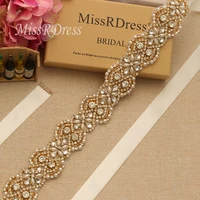 missrdress handmade wedding belt sash pearls rhinestones bridal belt gold crystal bridal sash belts for wedding dresses jk866