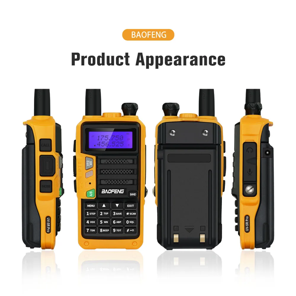 Original Baofeng Tri-band Walkie Talkie UV-5R Pro 220-260MHz Portable Ham Radio FM Transceiver Two-way Radio Station