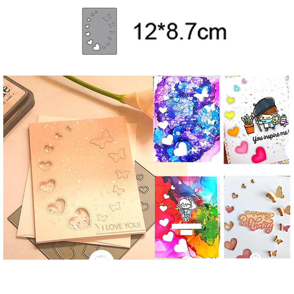 

Heart Shaped Butterfly Background New Metal Cutting Dies Decorative Scrapbooking Paper Craft Knife Blade Punch Art Embossing