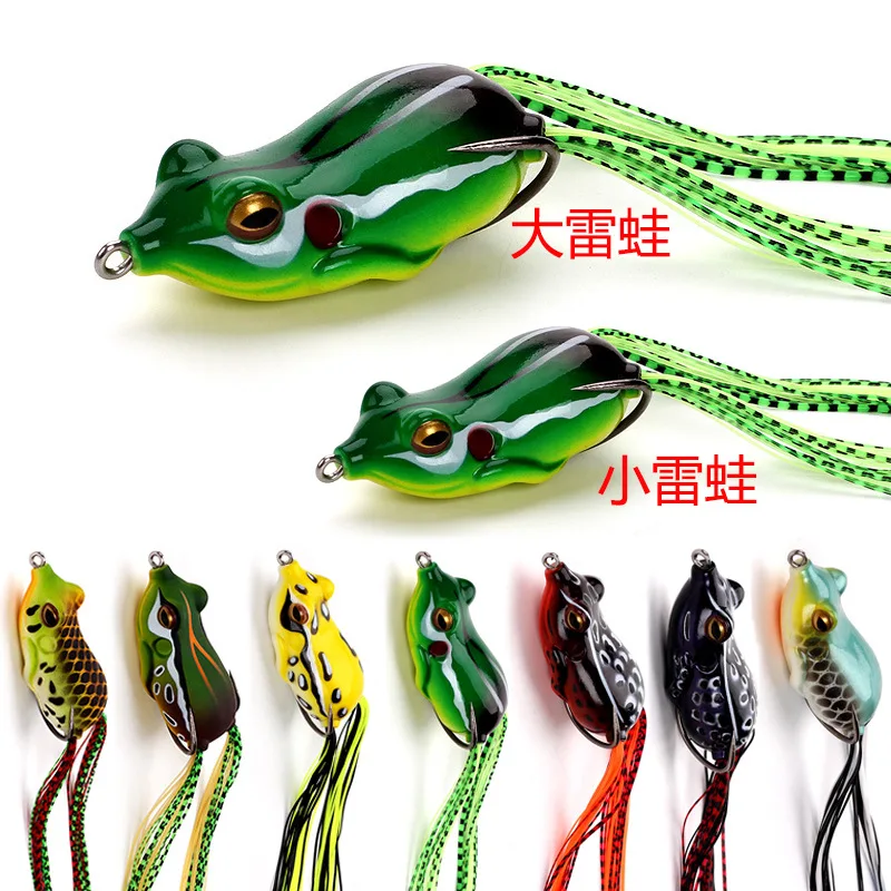 

1 Pcs Frog Lure Soft Tube Bait Plastic Fishing Lure with Fishing Hooks Topwater Ray Frog Artificial 3D Eyes