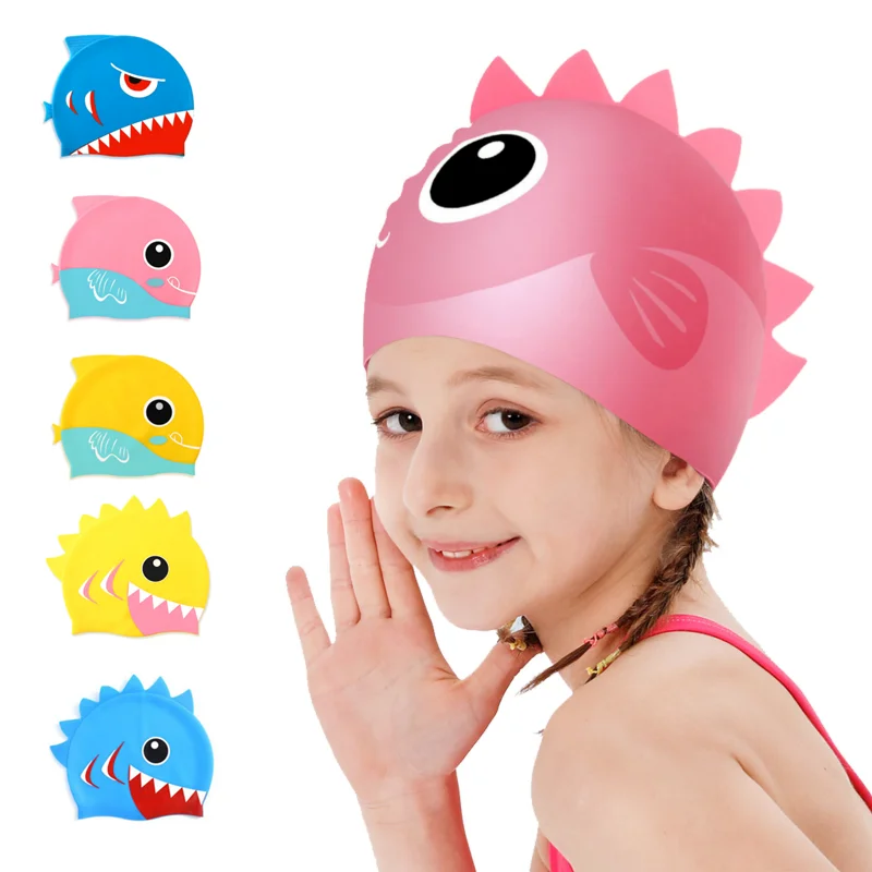 

TOKUYI Swimming Hat For Kids Silicone Swimming Pool Cap Children Long Hair Lovely Swim Caps Girl Boys Elastic Bathing Hats