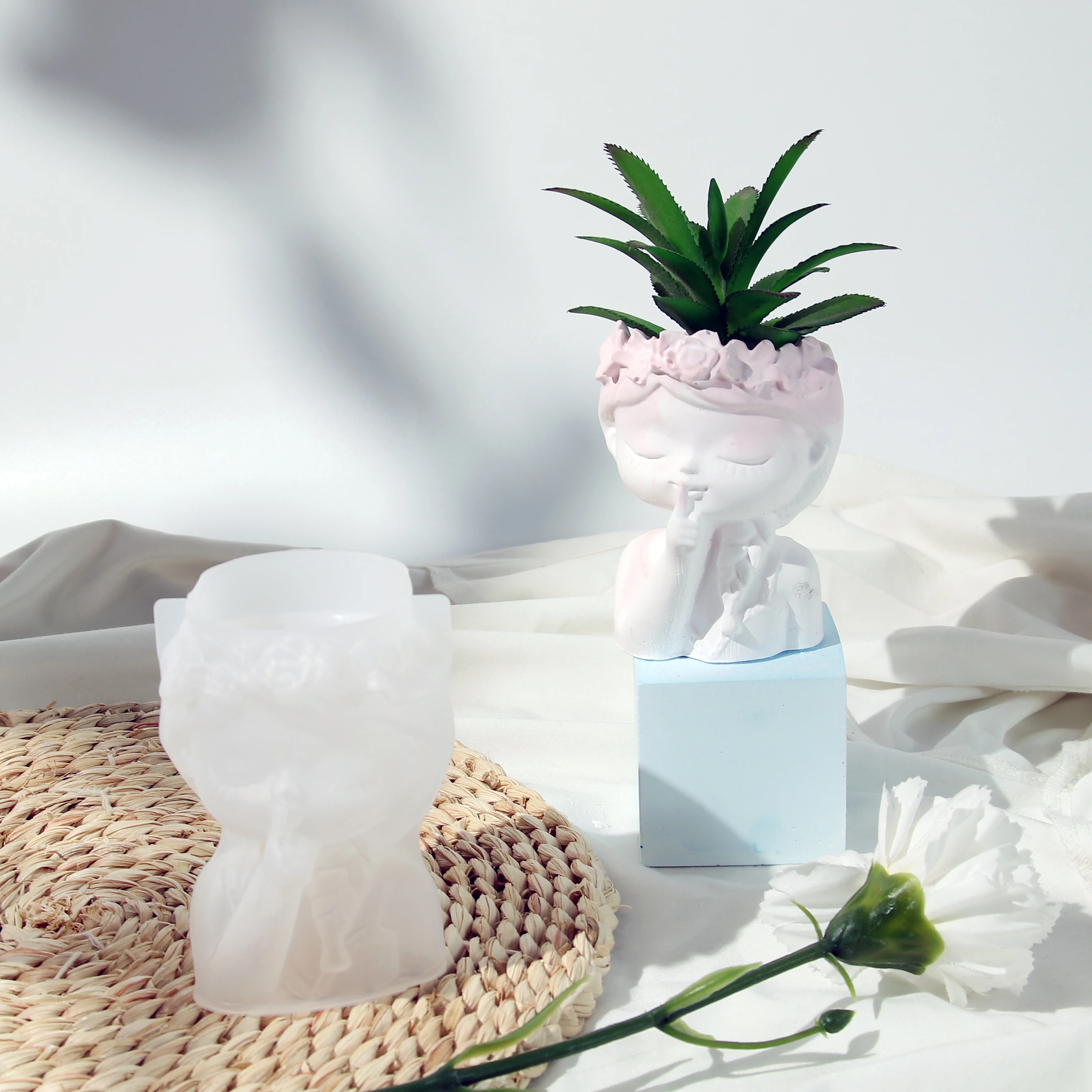 3D силиконовая форма для цветочного горшка девочек эпоксидной смолы в виде чашки