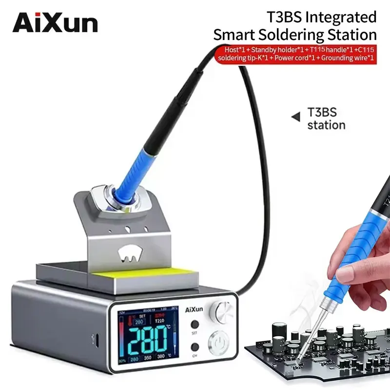 Фото Сварочная станция AIXUN T3BS 75 Вт с ручкой T115/T210 C210 C115, паяльник для мобильного телефона, инструменты для ремонта процессора SMD BGA №1
