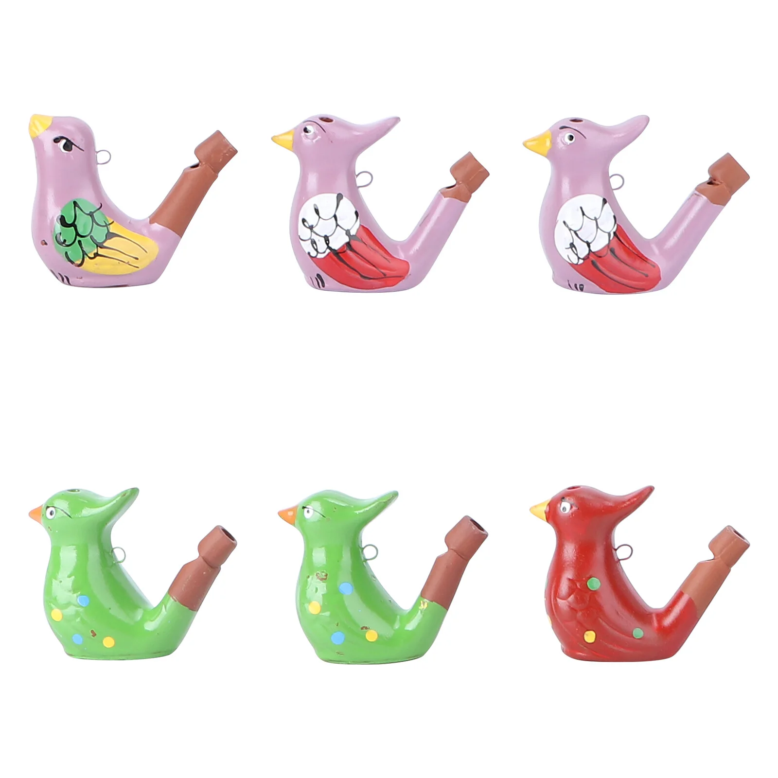 

6Pcs Bird Water Whistle Ceramic Bird Toys Porcelain Bird Water Whistle Creative Colored Noise Makers Bathtime Musical Toys for