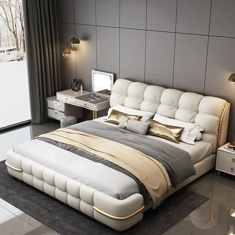 Современная мягкая кровать Whitr дизайнерская Простая с изголовьем кровати