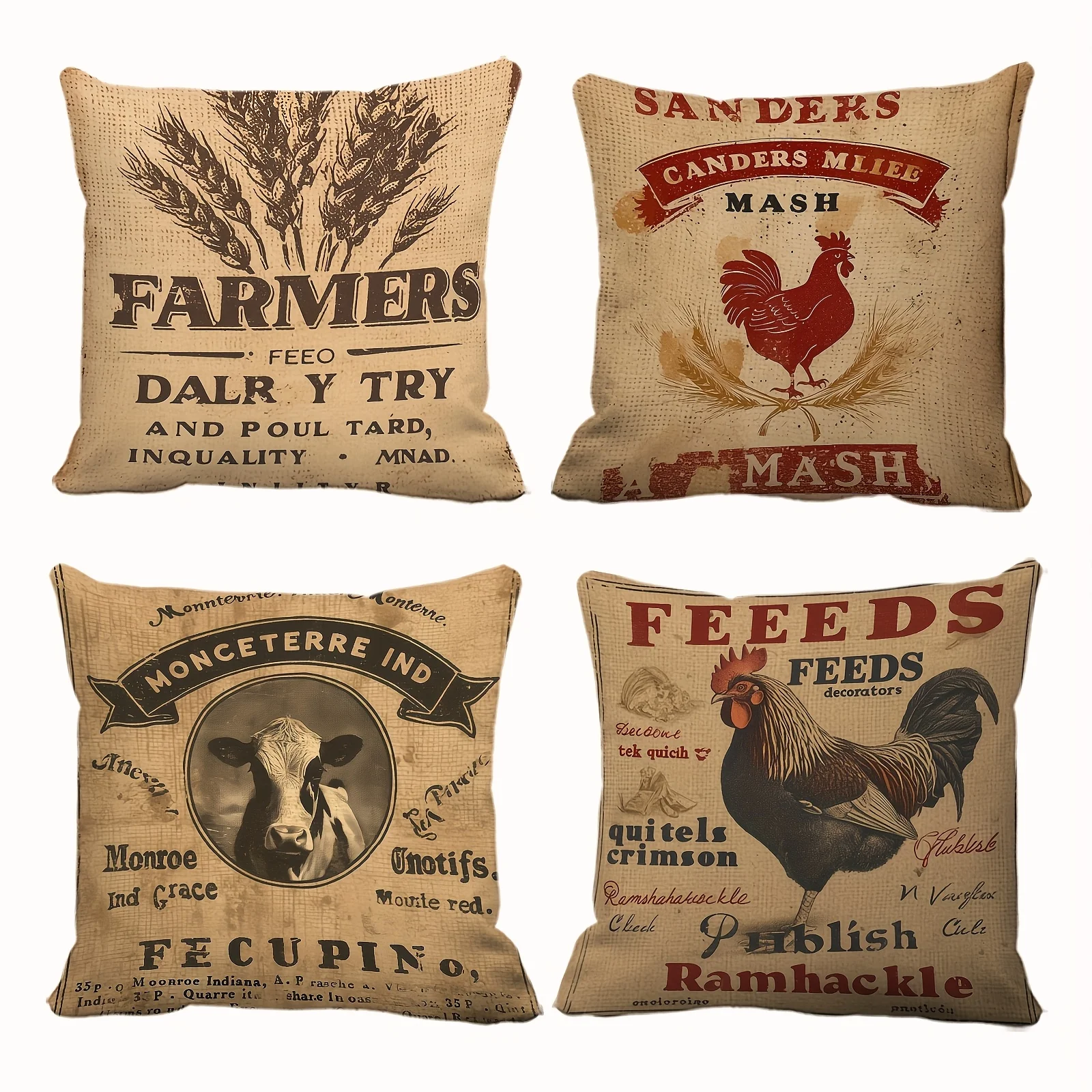 

Чехлы для подушек с принтом животные 4 шт.