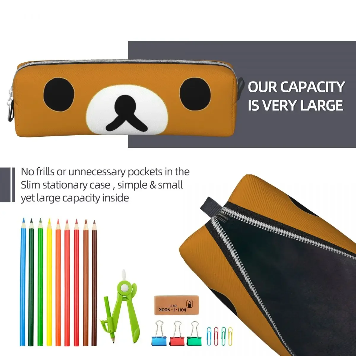 Пеналы Rilakkuma с рисунком лица милый Футляр для ручек большой органайзер студентов
