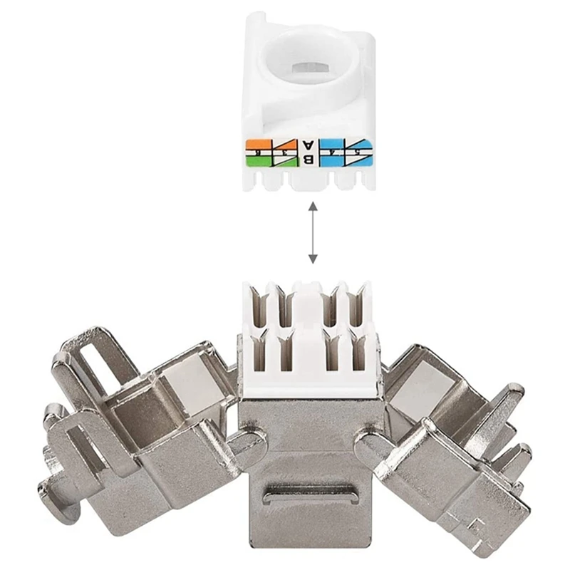 Фото Keystone Модульные Разъемы-24 шт. CAT6A экранированный разъем Keystone Jack RJ45 Cat 6A Ethernet модуль 10 Гбит с металлическим корпусом №5