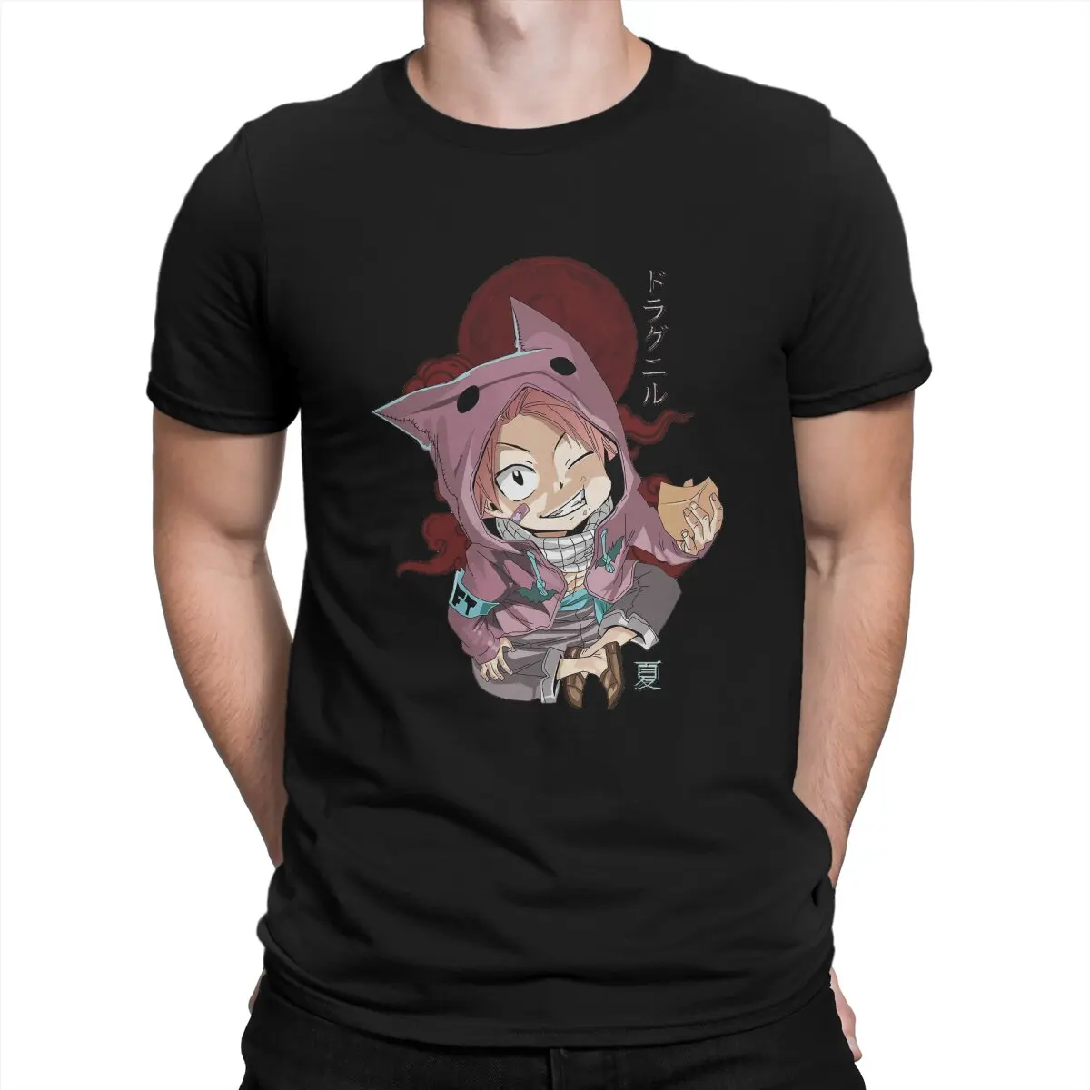 

Fun Natsu Cute Bat fit T-Shirts for Men Round Neck 100% Cotton T Shirt FAIRY TAIL EARTH LAND Anime Short Sleeve Tees