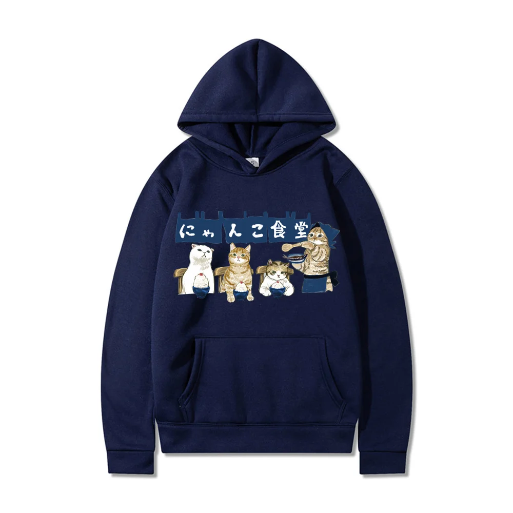 

Sudadera con capucha de Hip Hop para hombre, ropa de calle japonesa Kanji Harajuku, divertida Sudadera con capucha de gato, jers