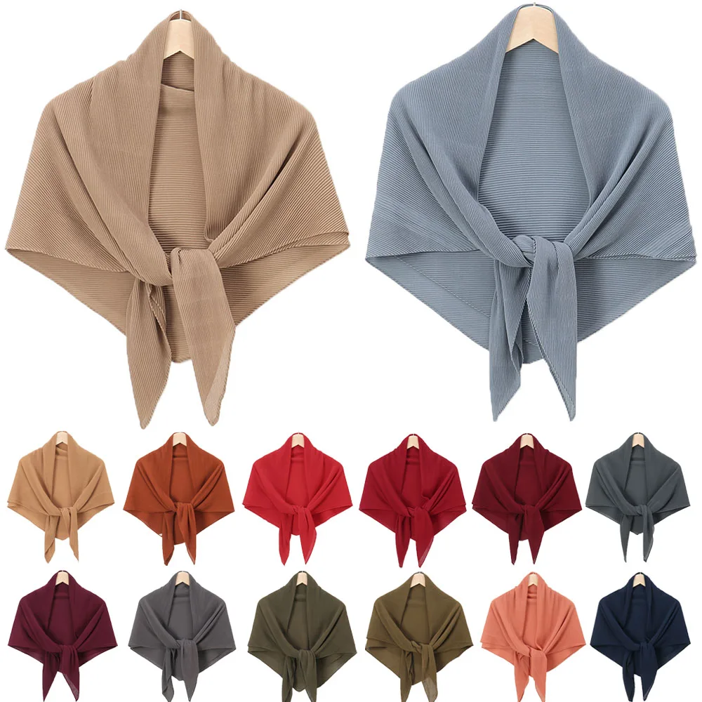 

100*100cm Pleated Square Muslim Hijab Scarf Chiffon Wrinkle Headscarf Plain Women Headband Solid Islamic Crinkle Shawl and Wrap