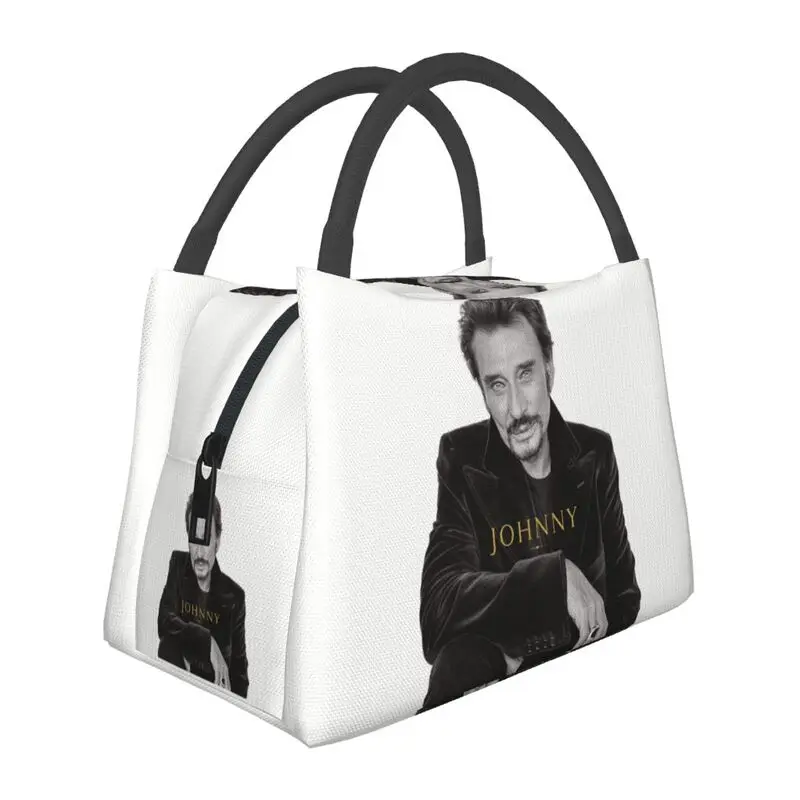 

French Rock Johnny Hallyday Insulated Lunch Bag for Women Resuable France Singer Cooler Thermal Lunch Box Office Picnic Travel