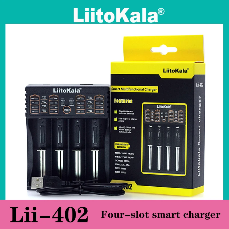 

Liitokala Lii-S2 Lii-402 18650 Charger, Charging 18650 1.2V 3.7V 3.2V 18350 26650 NiMH Lithium Battery Charger