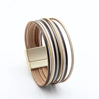 wholesale new 2mm leather rope mixed color sweet womens bracelet bangle magnetic snap jewelry