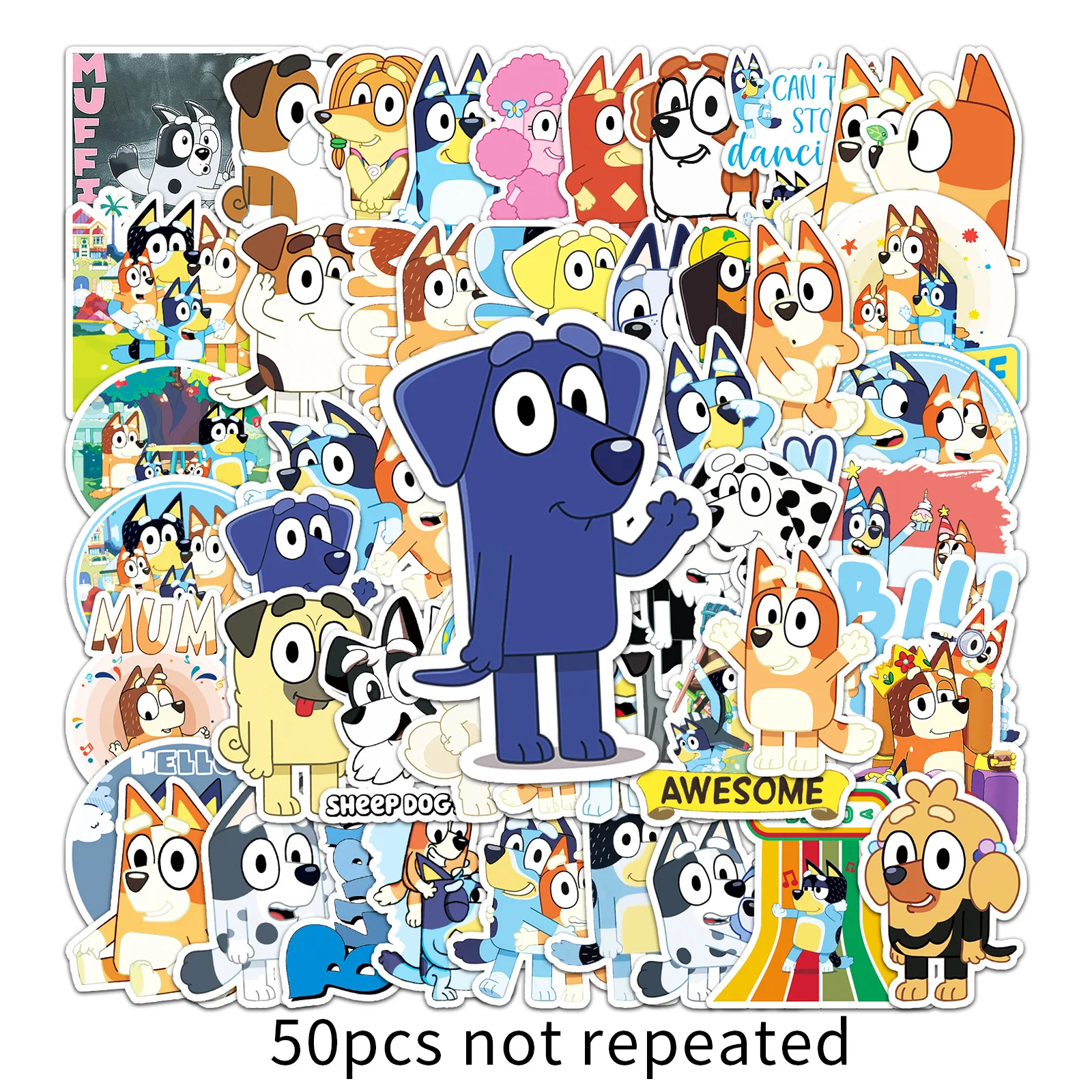 50 Bluey Cartoon Anime Stickers DIY Toys Kawaii Gifts Laptop Labels Decorative Scrapbooking Aesthetic Pegatinas |
