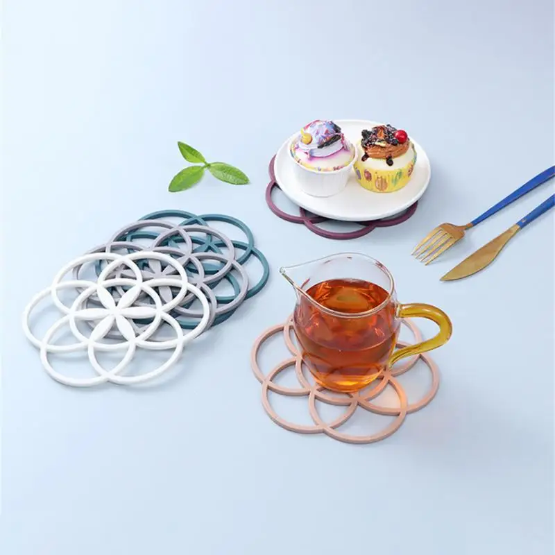 

Table Mat Flower Silicone Pad Placemat Hollow Insulation Coaster Pads Table Bowl Home Decor Foldable Heat Resistant Mat Dropship