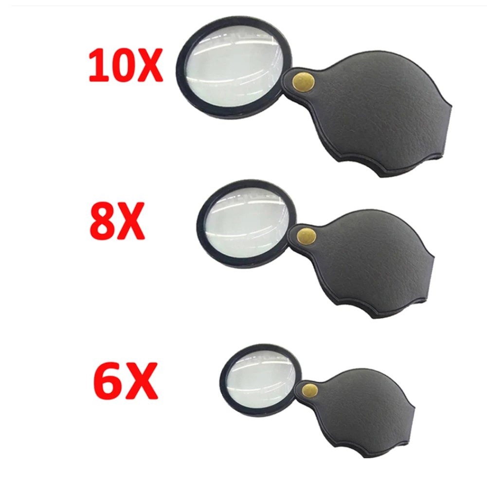 

6X 8X 10X Jewelry Magnifier Folding Magnifying Glass Mini Pocket Hand Loupe Optical Glass for Elderly Jewelry Reading Detection