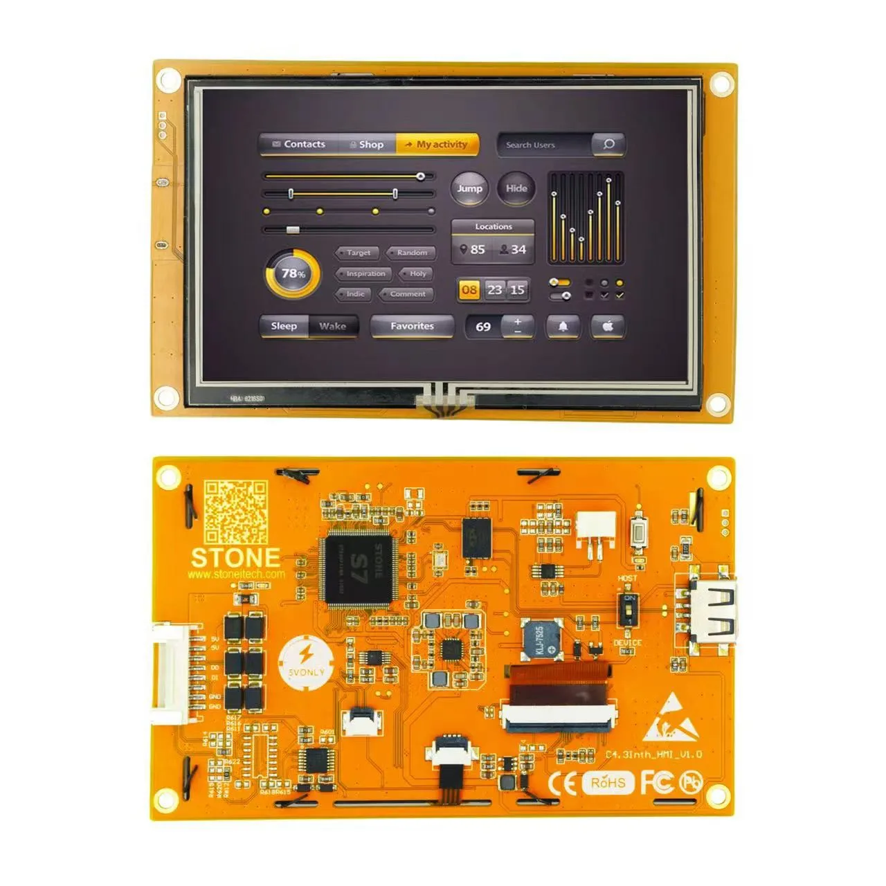 4.3 Inch HMI Intelligent Smart UART SPI Touch TFT LCD Module Display For Industry Control