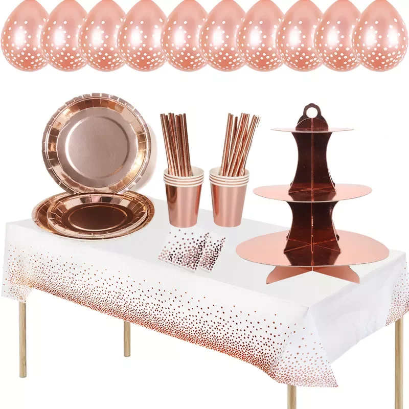

Birthday Party Decorations Rose Gold Cake Stand Adult Birthday Party Tablecoth Napkins Wedding Decor Party Supplies