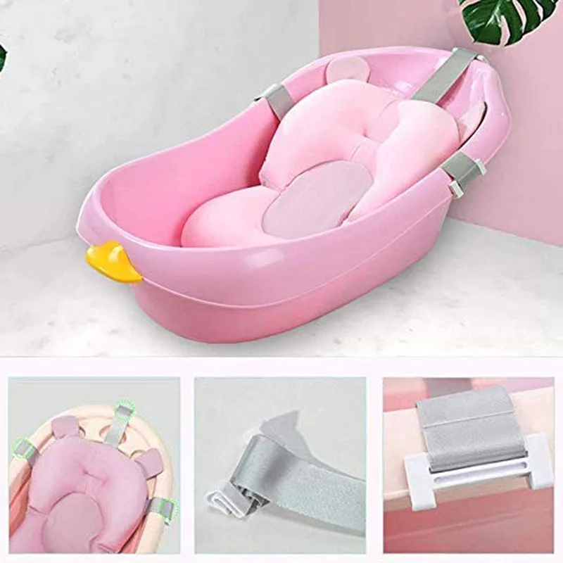 

Baby Bath Seat Support Mat Foldable Baby Bath Tub Pad Chair Newborn Bathtub Pillow Infant Anti-Slip Soft Comfort Body Cushion