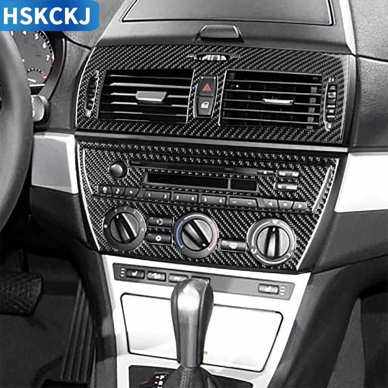 

For BMW X3 E83 2004 2005 2006 2007 2008 2009 2010 Carbon Fiber Air Outlet Hazard Warning Light CD AC Panel Stickers Accessories
