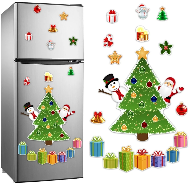 

Christmas Fridge Magnet Refrigerator Sticker Decor, Festive Door Clings for Window Fridge Magnetic Refrigerator Covers Drop Ship