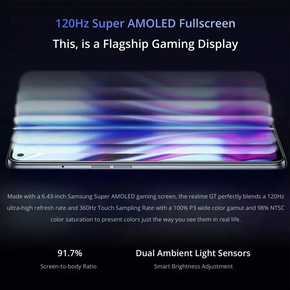 realme gt 5g smart phone google play store snapdragon 888 65w fast charge 120hz 6 43 super amoled 8gb128gb nfc ai hdr phone free global shipping