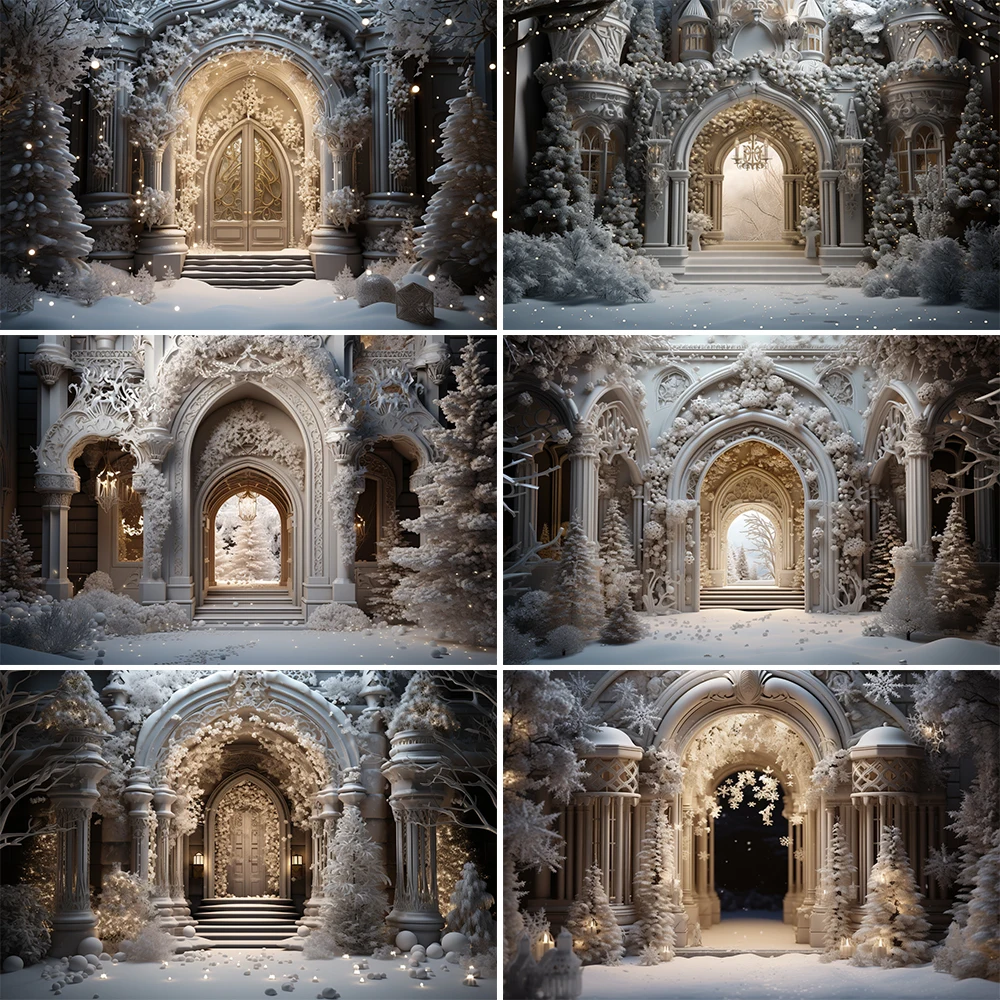 

Mocsicka Photography Background Winter Fireplace Room Sofa Snowy Landscape Sunlight Through Window Christmas Tree Decoration