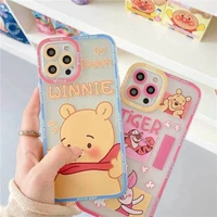 cute cartoon transparent winnie the pooh phone case for iphone 13 pro max 12 11 pro max girls highend goods full protection