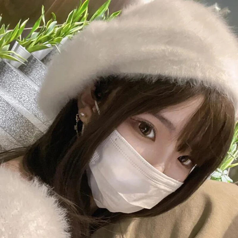 Осенне-зимние береты из кроличьего меха для женщин однотонный берет корейские