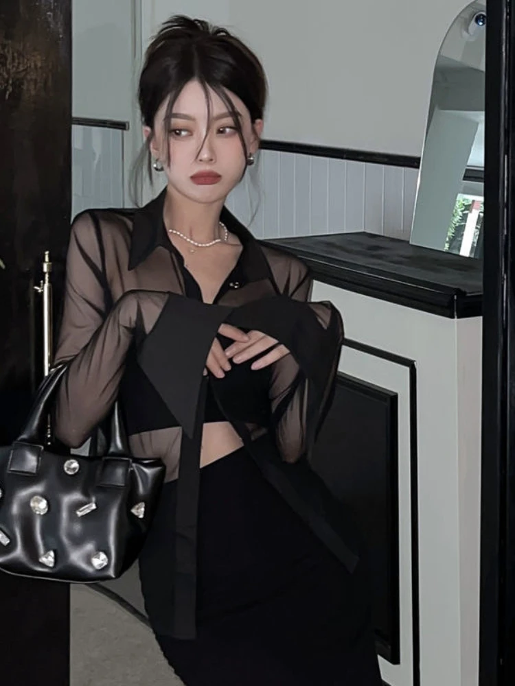 Woherb темпераментные женские топы блузки для женщин приталенная рубашка с длинным