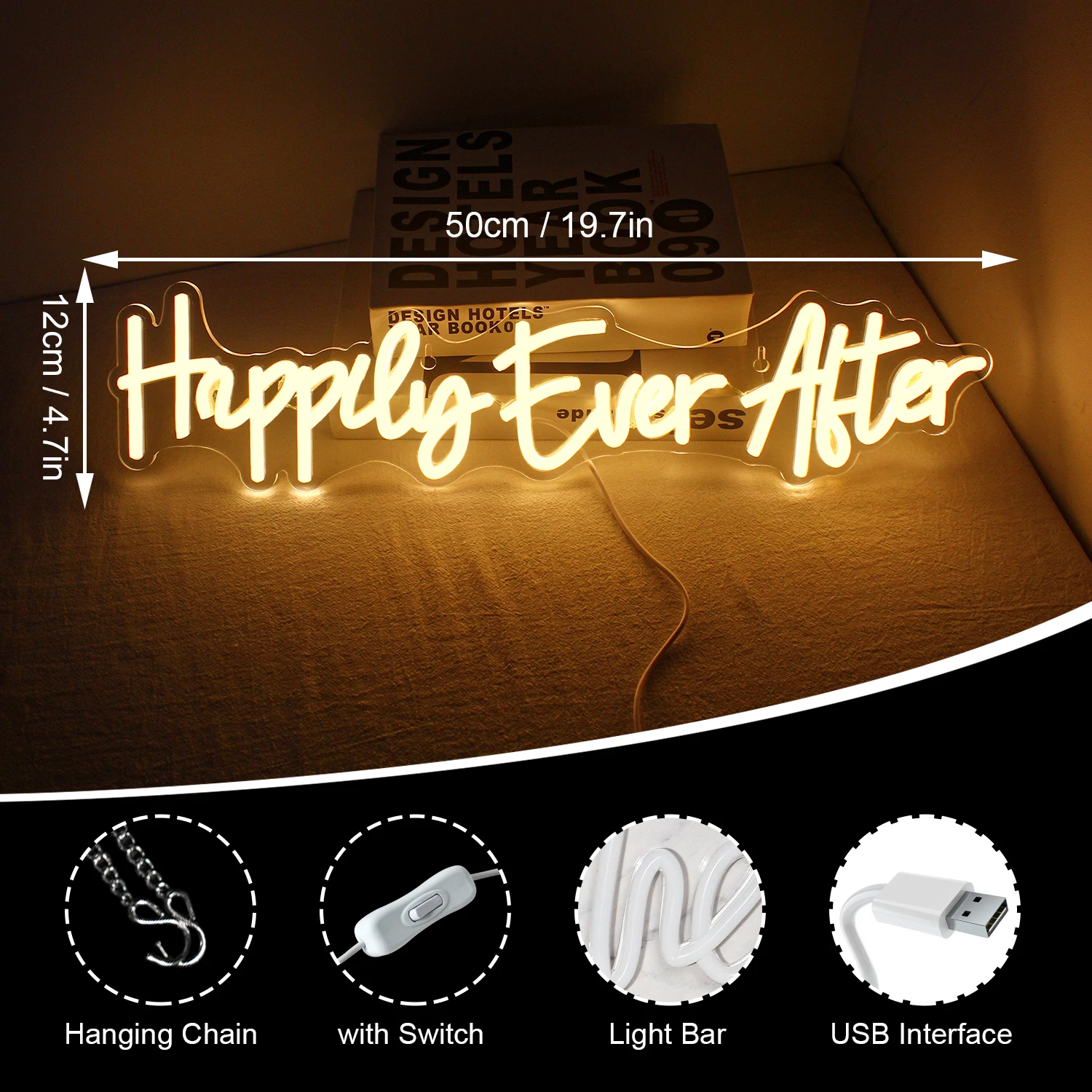 Неоновая лампа MINISO &quotHappily Ever After"