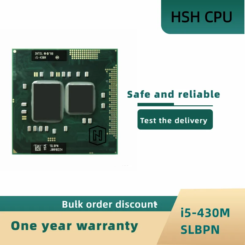 

Intel Core i5-430M i5 430M SLBPN 2.2 GHz Dual-Core Quad-Thread CPU Processor 3W 35W Socket G1 / rPGA988A