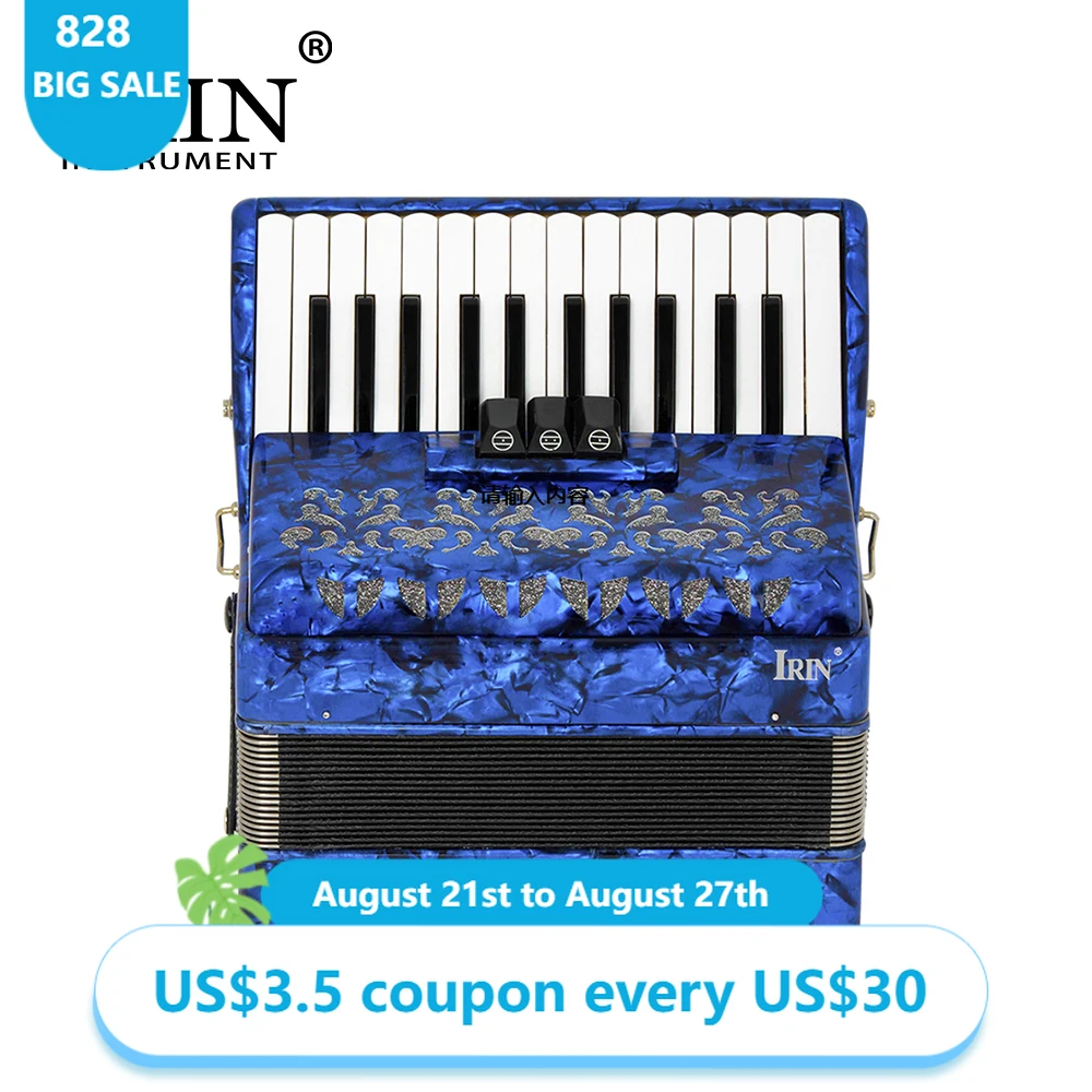 IRIN High Quality Accordion 26 Key 48 Bass Accordion Keyboard Musical Instrument Toy for Kids Children Beginner Christmas Gift