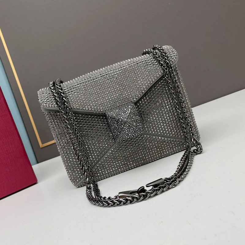 Crystal Chain Bag Women's Evening Bag Small Square Bag Bags For Women Fashion One Shoulder Crossbody Bag Women's Handheld Purse