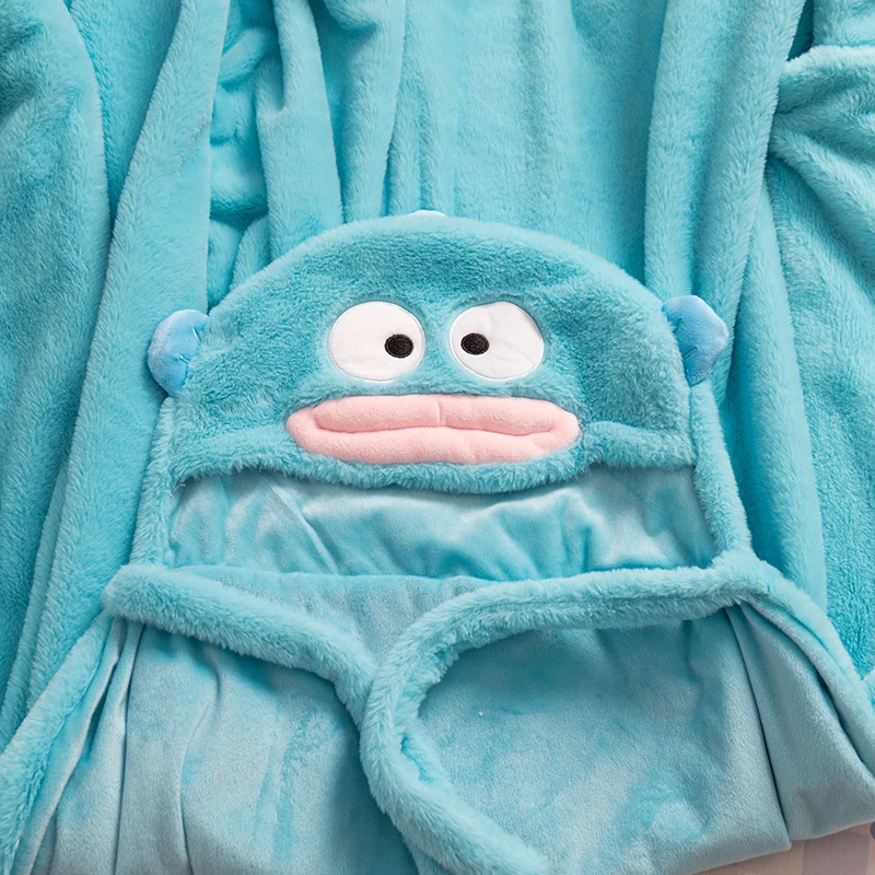 Sanrio Красивая плащ с капюшоном Hangyodon кавайное утолщенное теплое фланелевое одеяло